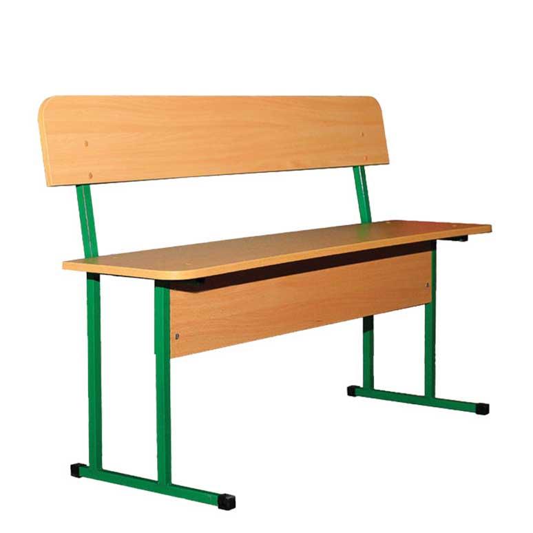 Лава для шкілної їдальні 2-місна зі спинкою, на квадратній металевій трубі, ростова група №6,(ТОВ ‘’АЛМАНТ’’), 1200х405х800 мм.